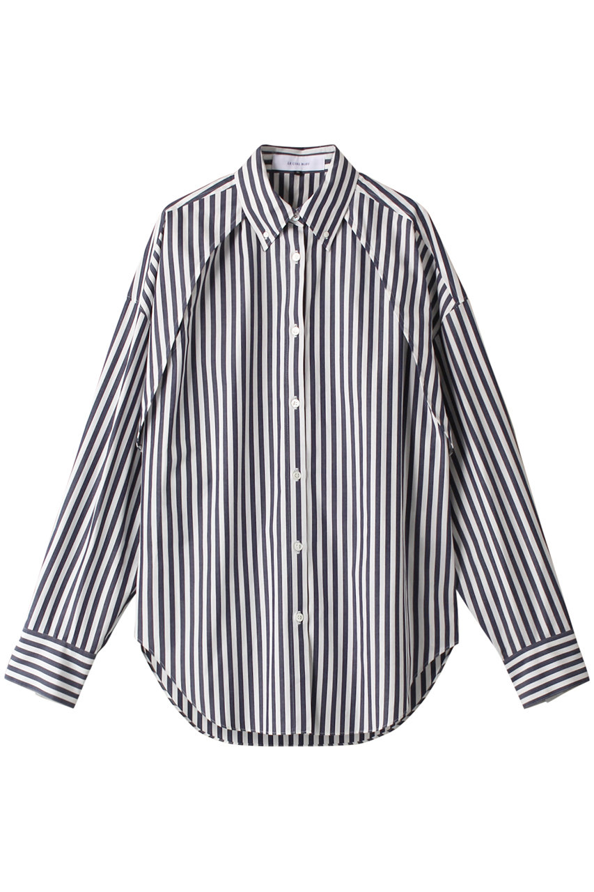 LE CIEL BLEU Convertible Stripe Shirt (ネイビー, 36) ルシェルブルー ELLE SHOP