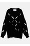 【IRENE】Argyle Slit Pullover Knit ルシェルブルー/LE CIEL BLEU ブラック