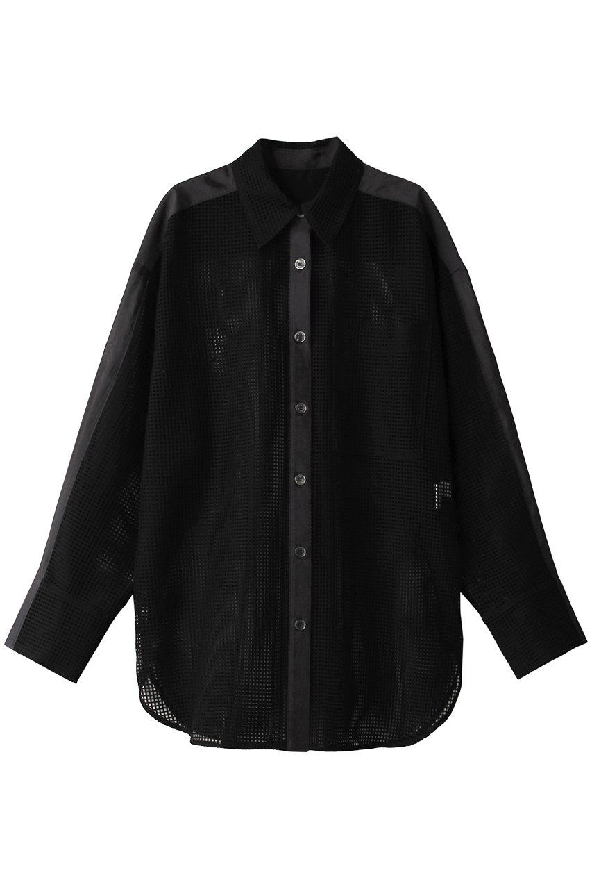 ルシェルブルー/LE CIEL BLEUのメッシュシアーシャツ(ブラック/25S63620)