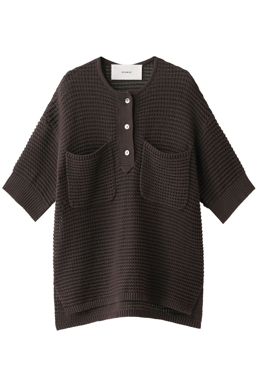 ADAWAS アダワス 【予約販売】コットンメッシュヘンリーニット ウッド