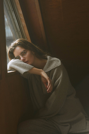 カシミヤブレンドハーフジッププルオーバー