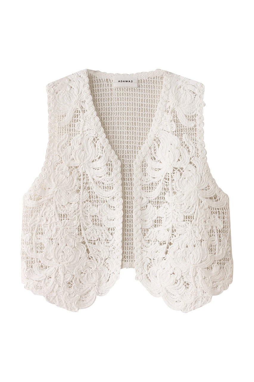 ADAWAS LILY エンブロイダリー Vネックベスト (ミルク, ONE SIZE) アダワス ELLE SHOP ADAWAS LILY エンブロイダリー Vネックベスト (ミルク, ONE SIZE) アダワス ELLE SHOP