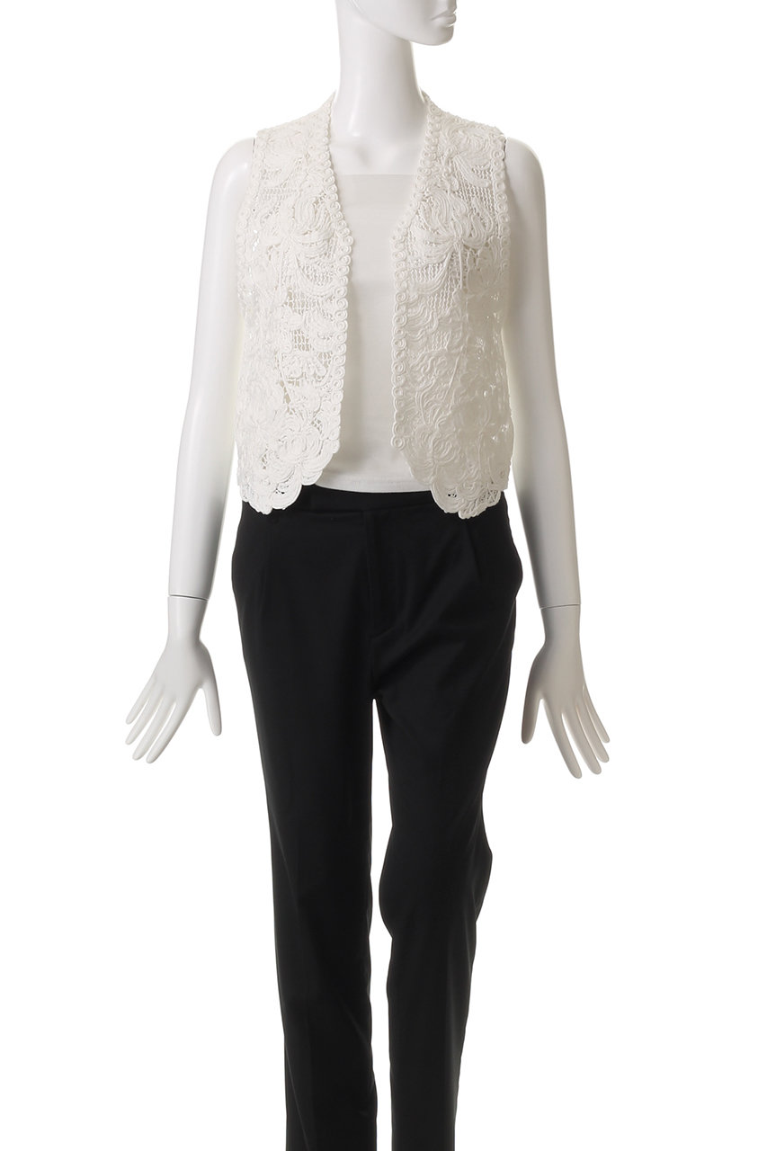 ADAWAS LILY EMBROIDERY Vネックベスト ADAWAS ベスト ジレ ADAWAS/アダワス LILY EMBROIDERY V-NECK