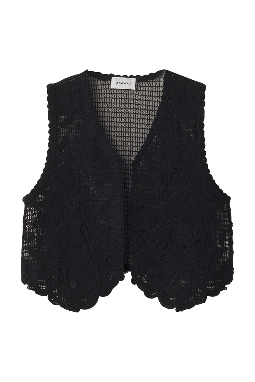 ADAWAS LILY エンブロイダリー Vネックベスト (ブラック, ONE SIZE) アダワス ELLE SHOP ADAWAS LILY エンブロイダリー Vネックベスト (ブラック, ONE SIZE) アダワス ELLE SHOP