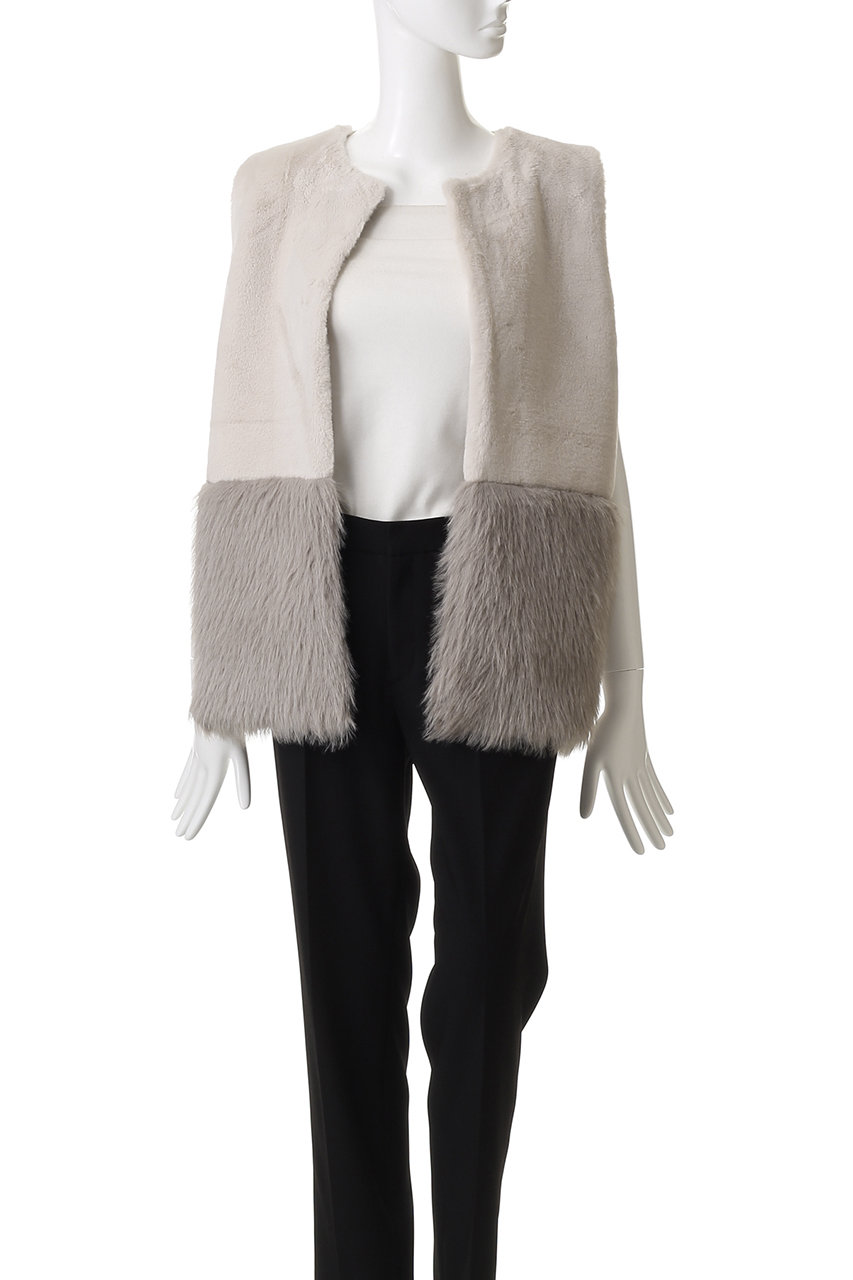 早い者勝ち　完売　イエナ　ADWAS アダワスファーベスト　パネル　大人気 ADAWAS(アダワス)｜フェイクファー パネルベスト/グレー の通販