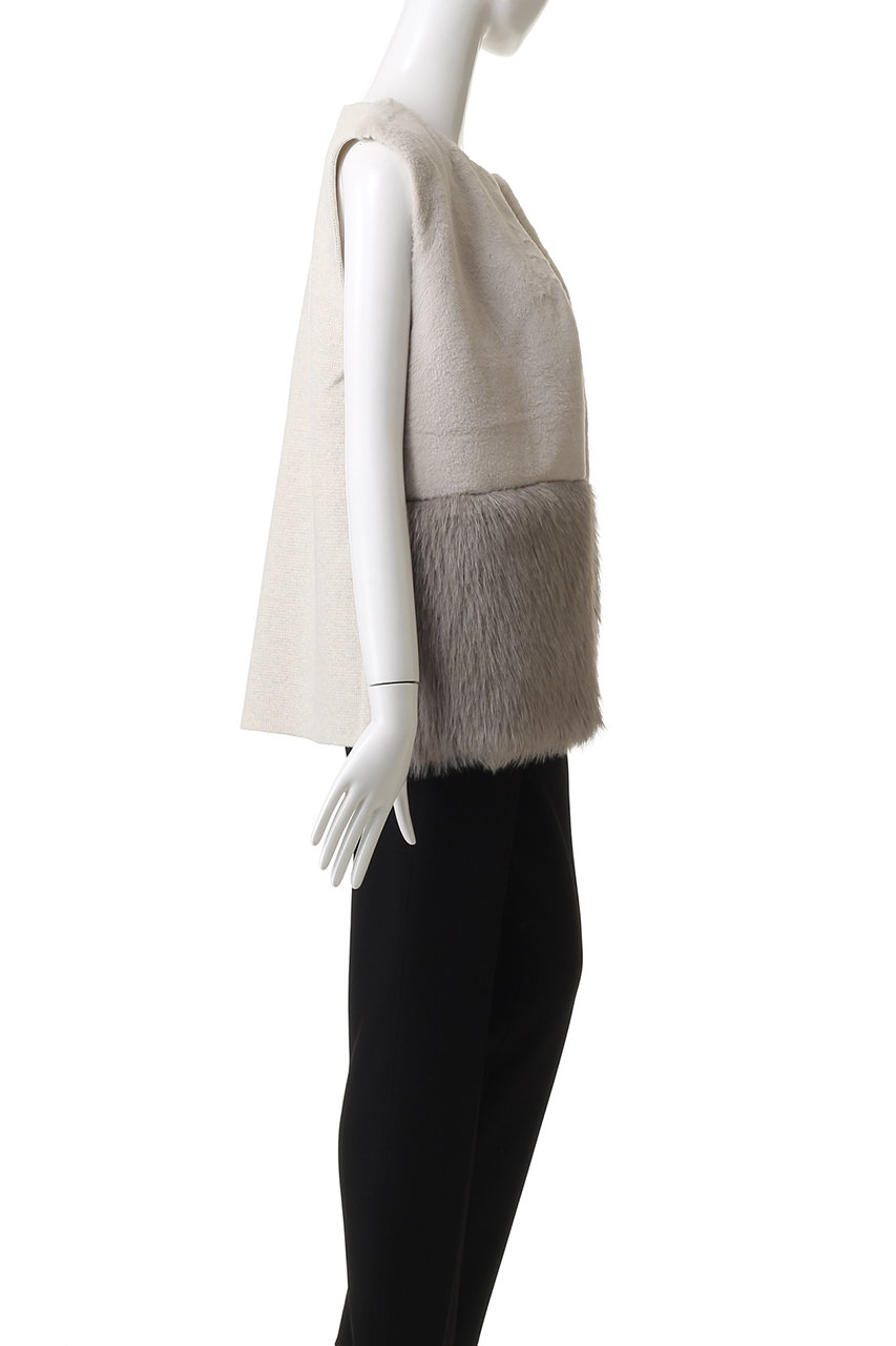 ADAWAS(アダワス)｜フェイクファー パネルベスト/グレー の通販