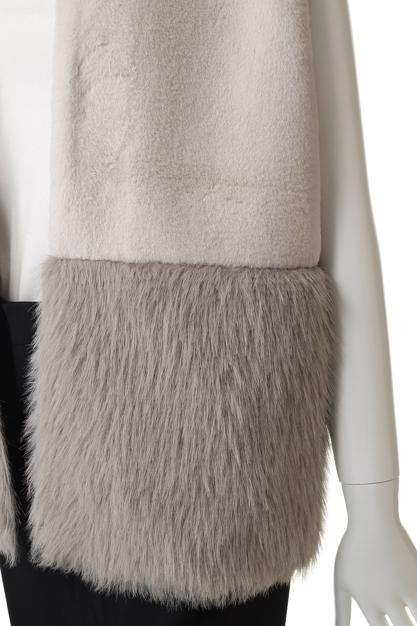 ADAWAS(アダワス)｜フェイクファー パネルベスト/グレー の通販