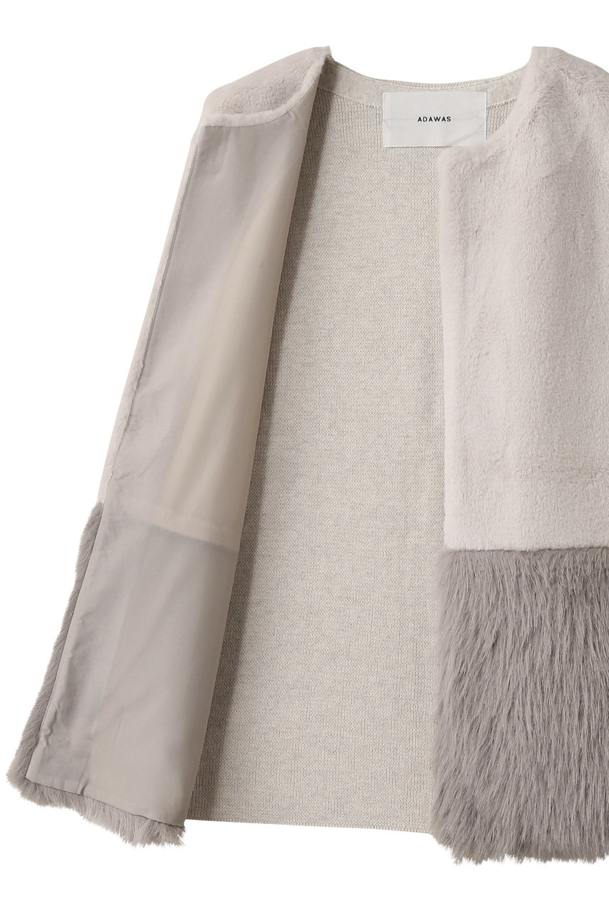 ADAWAS(アダワス)｜フェイクファー パネルベスト/グレー の通販