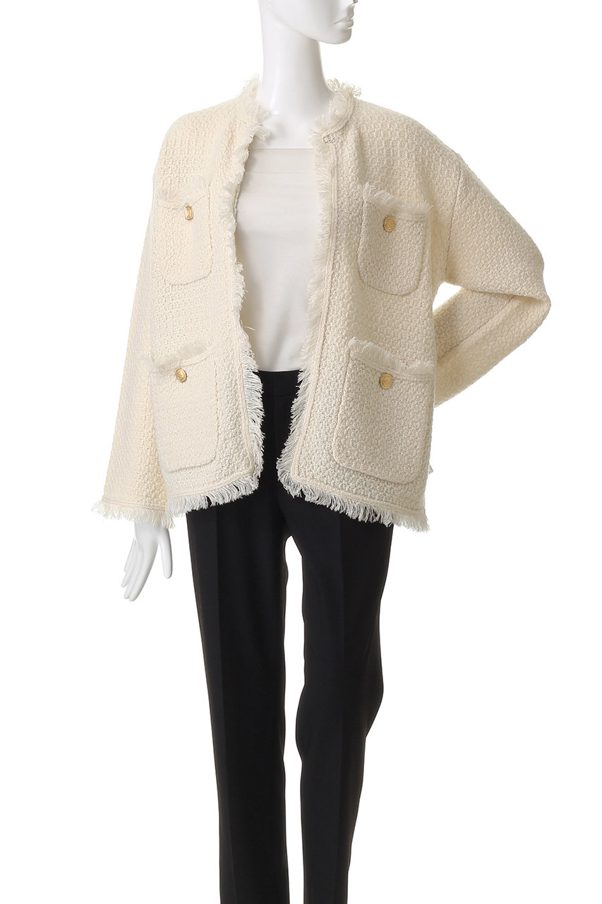 ADAWAS(アダワス)｜TWEED ニットジャケット/ミルク の通販｜ELLESHOP