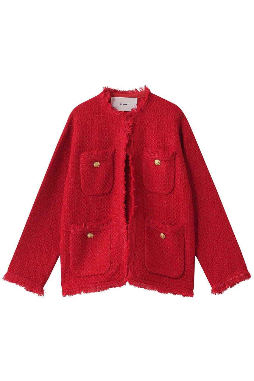 ADAWAS(アダワス)｜TWEED ニットジャケット/レッド の通販｜ELLESHOP