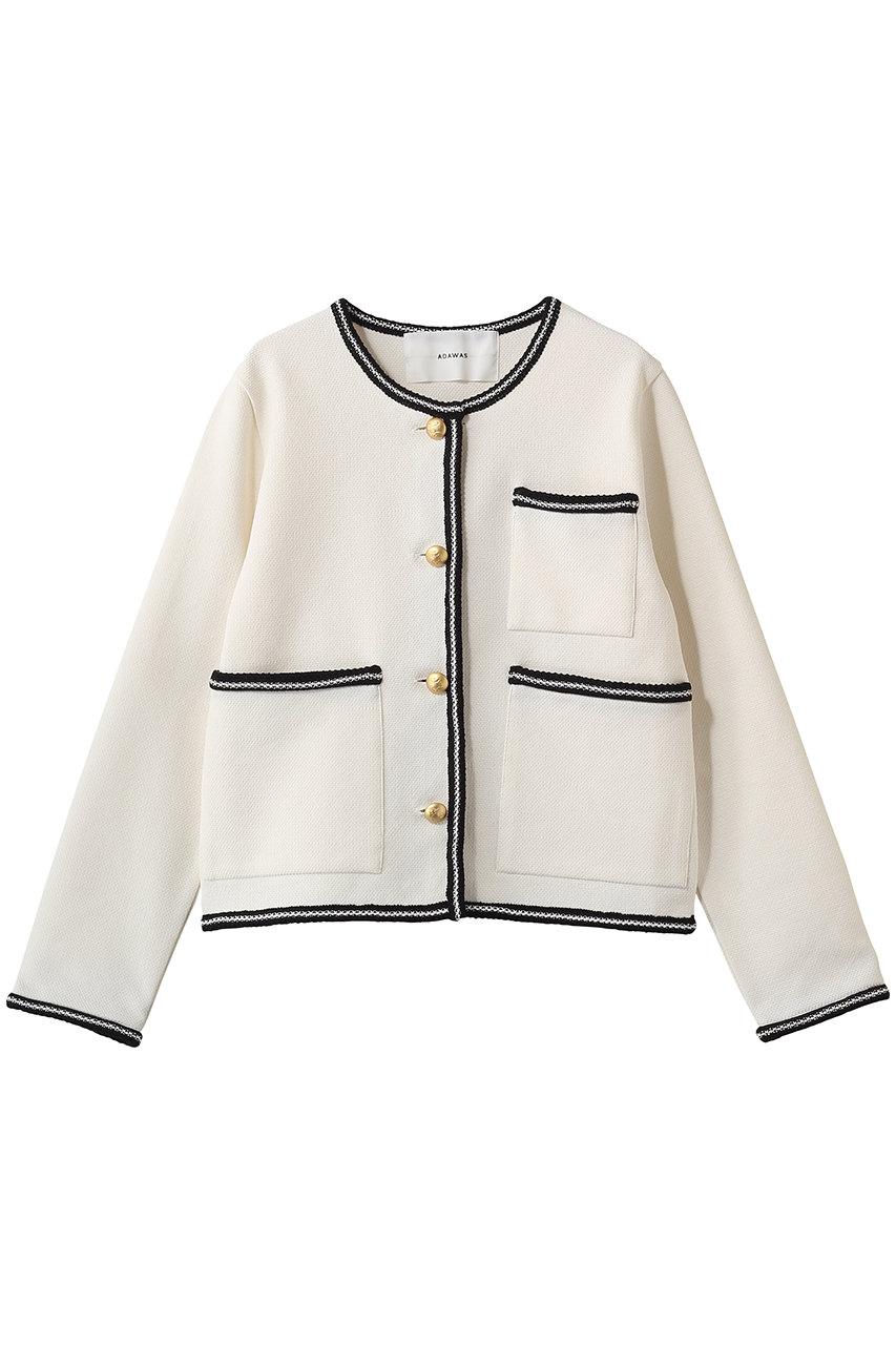 アダワス/ADAWASのライト インレイ ニット トリムド ジャケット(ミルク/ADWS-507-01)
