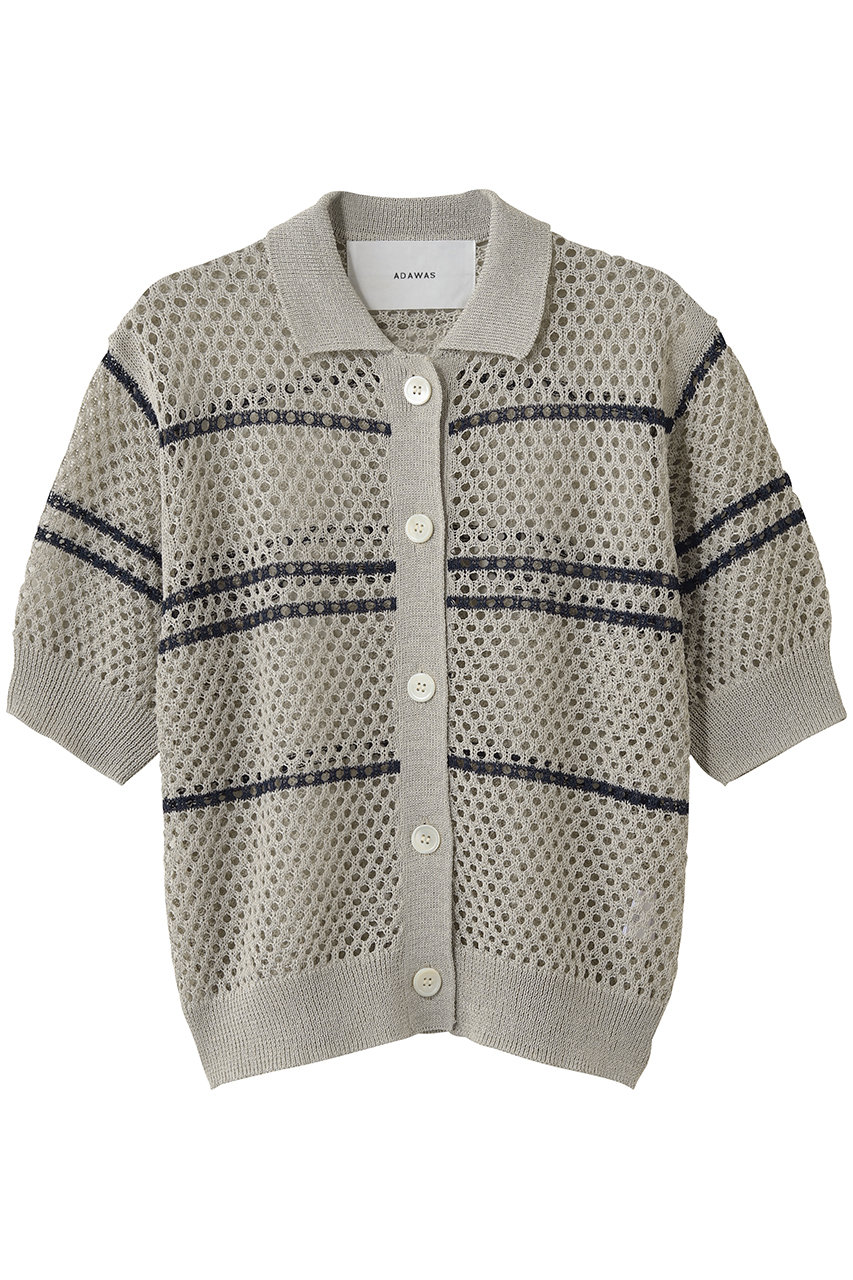 アダワス/ADAWASのメッシュ ポロカーディガン(サンド/ADWS-507-08)