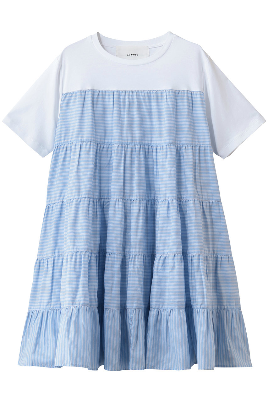 アダワス/ADAWASのティアード ストライプ チュニック(ホワイト/ADWS-507-23)