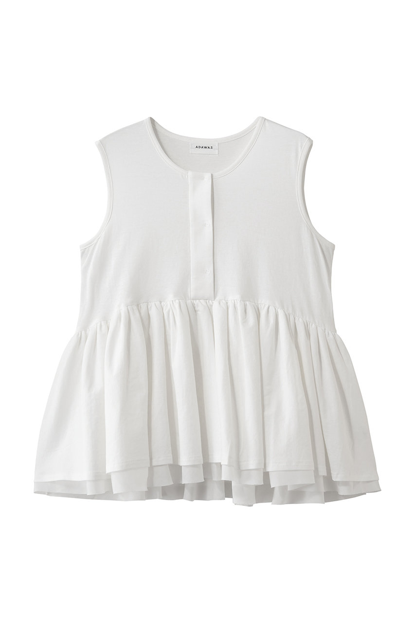 アダワス/ADAWASのドライ コットン ジャージー ペプラム Tシャツ(ホワイト/ADWS-507-40)