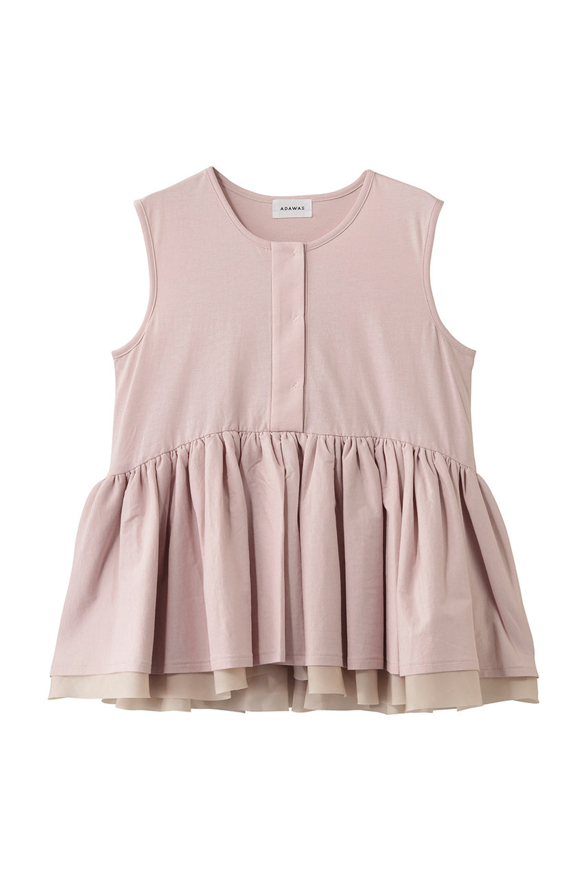 ADAWAS ドライ コットン ジャージー ペプラム Tシャツ (ピンク, ONE SIZE) アダワス ELLE SHOP