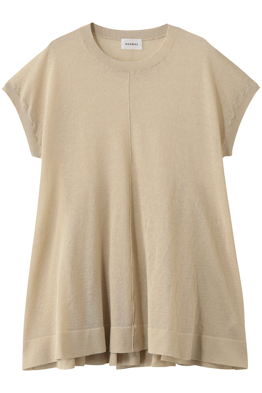ADAWAS セミシアー リネンブレンド フレアトップス (ナチュラル, ONE SIZE) アダワス ELLE SHOP