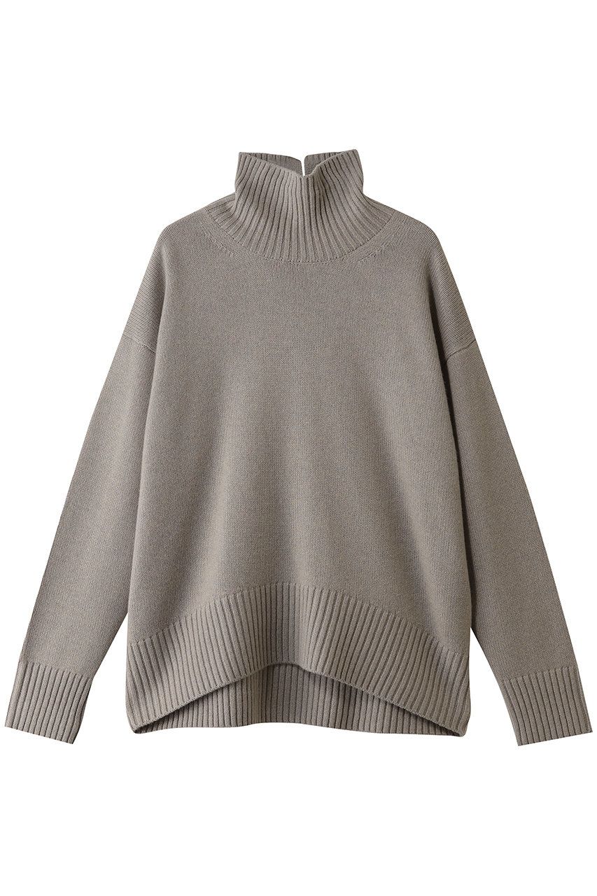 ADAWAS カシミアブレンド モックネックトップス (グレージュ, ONE SIZE) アダワス ELLE SHOP