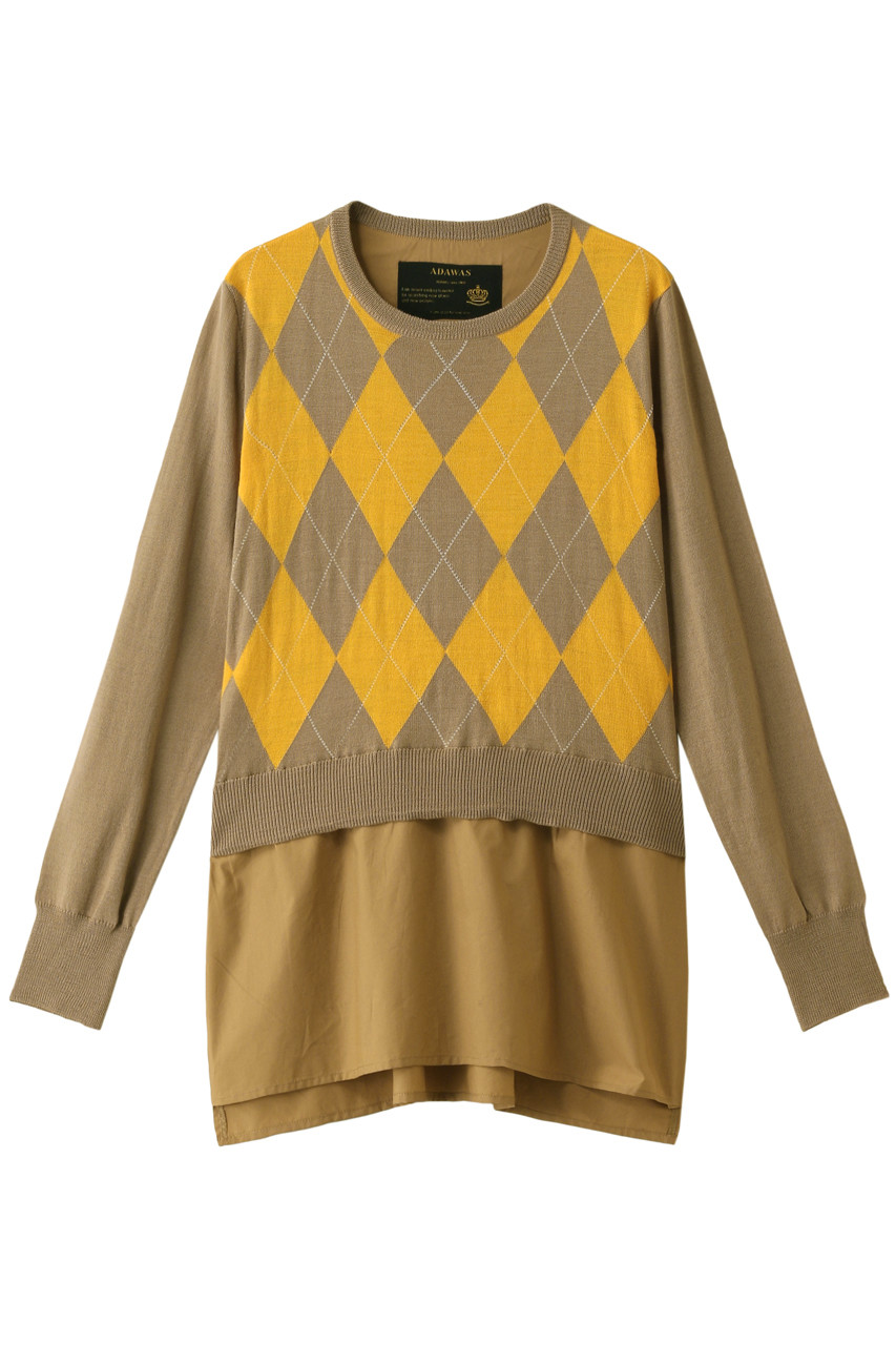 SALE 【60%OFF】 ADAWAS アダワス アーガイルベーシックシャツニットプルオーバー サンド