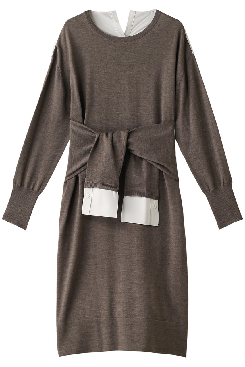 SALE 【50%OFF】 ADAWAS アダワス シャツニットコンビワンピース ウッド