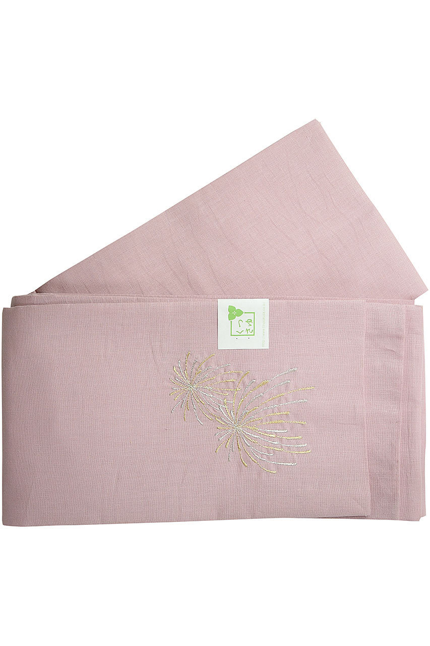 【つゆくさ】綿麻 花火刺繍 半幅帯