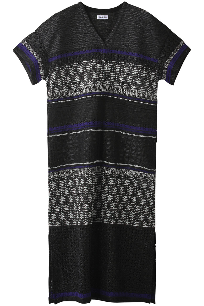 SALE 【40%OFF】 COOHEM コーヘン EMBOSS EYELET KNIT ワンピース ブラック