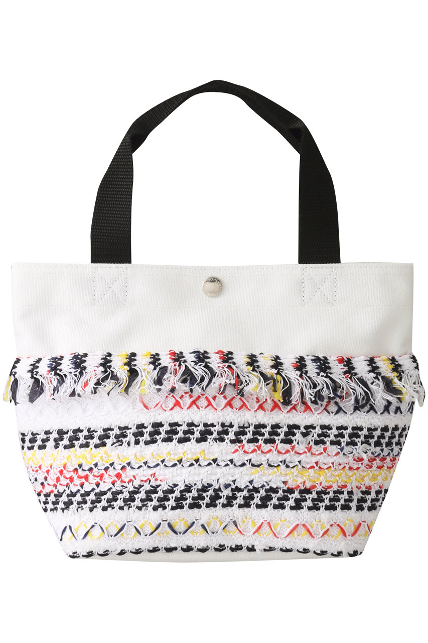 COOHEM コーヘン KNIT TWEED FRINGE トートバッグ ホワイト