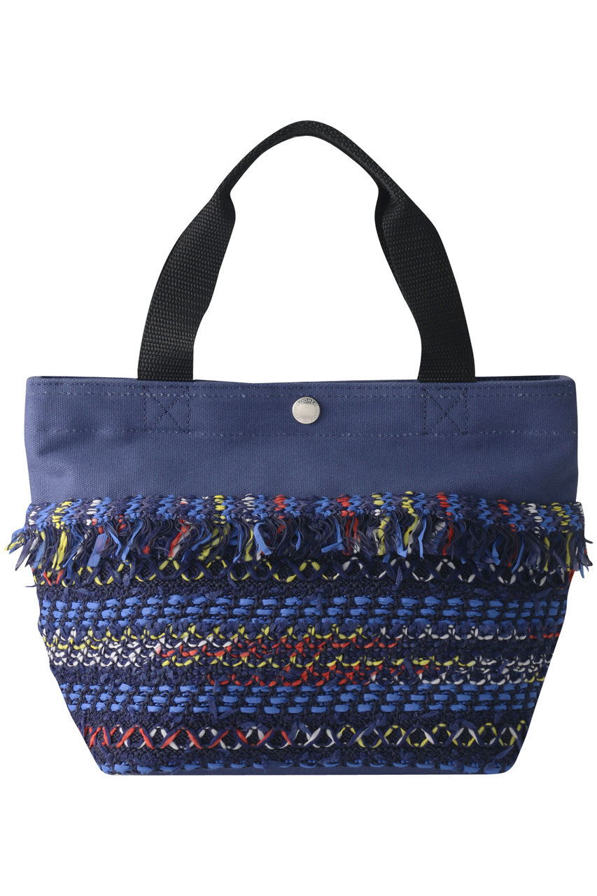 COOHEM コーヘン KNIT TWEED FRINGE トートバッグ ネイビー