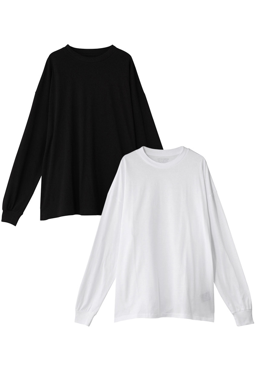 N.HOOLYWOOD 【MEN】【EXCHANGE SERVICE】2 パック ロングスリーブTシャツ (ブラック/ホワイト, 36) N.ハリウッド ELLE SHOP