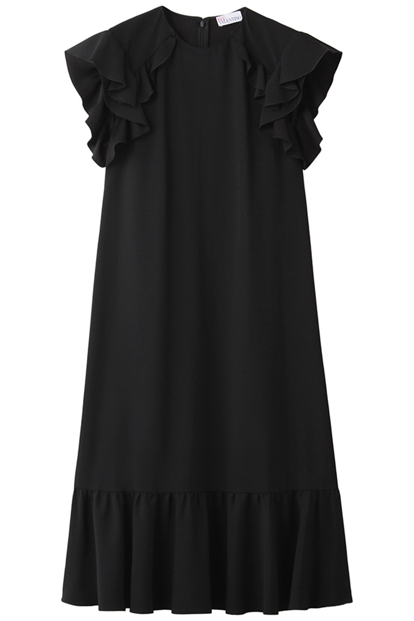 SALE 【50%OFF】 RED VALENTINO レッド ヴァレンティノ サテンラッフルクレープドレス ブラック