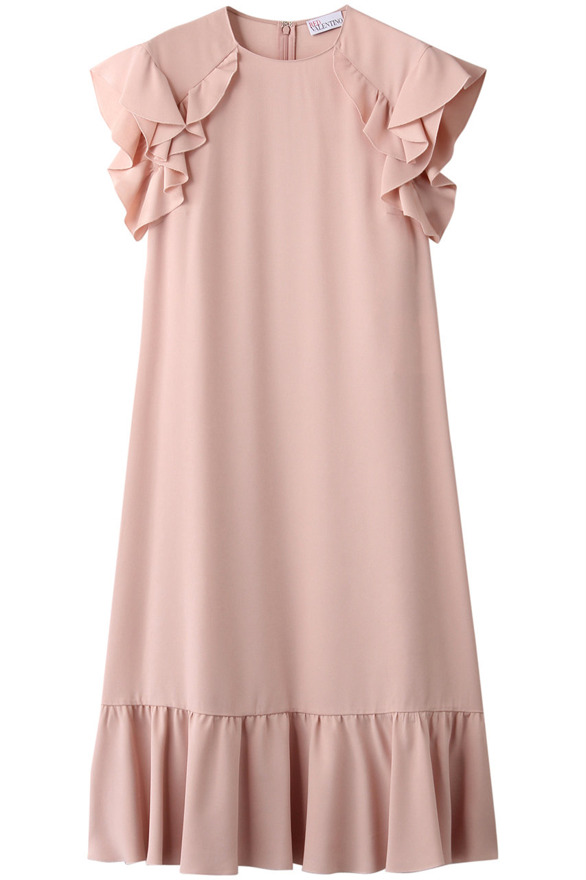 SALE 【50%OFF】 RED VALENTINO レッド ヴァレンティノ サテンラッフルクレープドレス ローズ