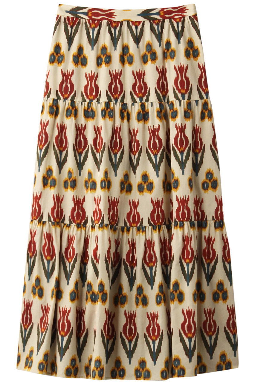 SALE 【60%OFF】 RED VALENTINO レッド ヴァレンティノ チューリッププリントポプリンティアードスカート アイボリー