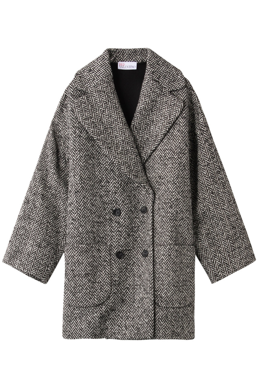 SALE 【40%OFF】 RED VALENTINO レッド ヴァレンティノ ウールヘリンボーンコート ブラック