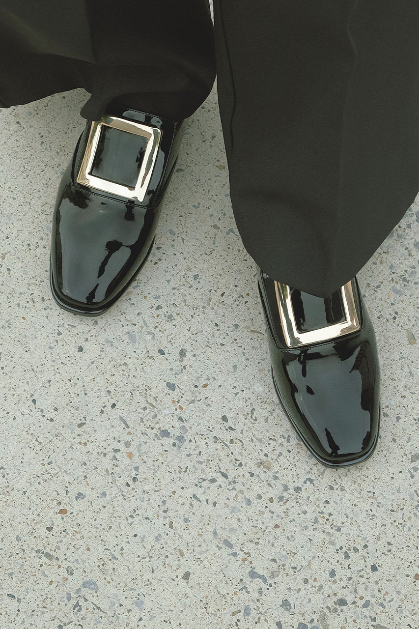 GEMMA LINN ブラックエナメルローファー GEMMA LINN ブラックエナメルシューズ (9)24.5