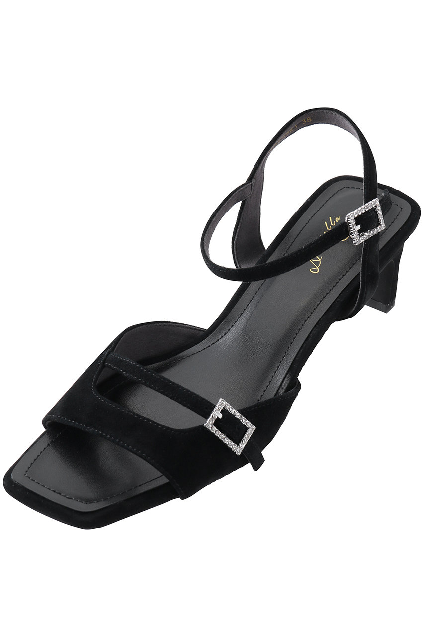 Daniella & GEMMA ビジューバックルサンダル (ブラックスエード, 37(23.5)) ダニエラ&ジェマ ELLE SHOP Daniella & GEMMA ビジューバックルサンダル (ブラックスエード, 37(23.5)) ダニエラ&ジェマ ELLE SHOP