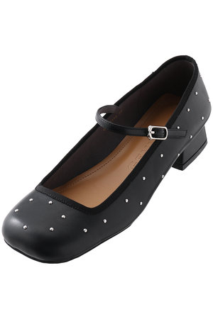 ダニエラ＆ジェマ/Daniella & GEMMAのワイドスクエアスタッズメリージェーンパンプス(130100/130101)