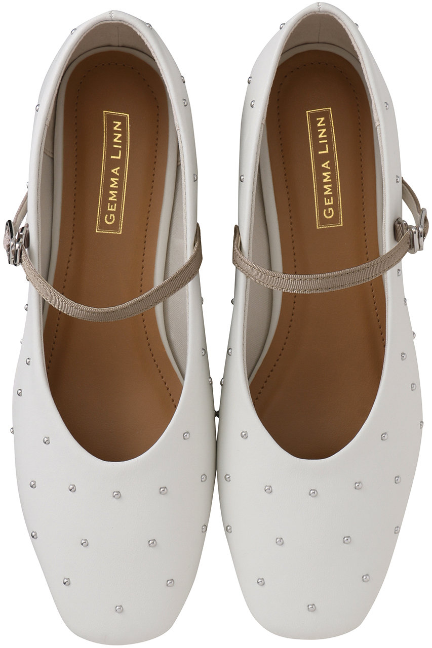 Daniella & GEMMA スタッズメリージェーンフラットシューズ (アイボリー, 39(24.5)) ダニエラ&ジェマ ELLE SHOP Daniella & GEMMA スタッズメリージェーンフラットシューズ (アイボリー, 39(24.5)) ダニエラ&ジェマ ELLE SHOP