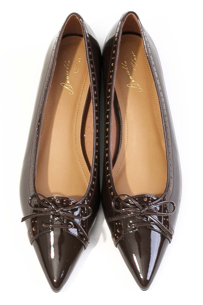 Daniella & GEMMA パンチングポインテッドパンプス (ダークブラウンエナメル, 37(23.5)) ダニエラ&ジェマ ELLE SHOP Daniella & GEMMA パンチングポインテッドパンプス (ダークブラウンエナメル, 37(23.5)) ダニエラ&ジェマ ELLE SHOP