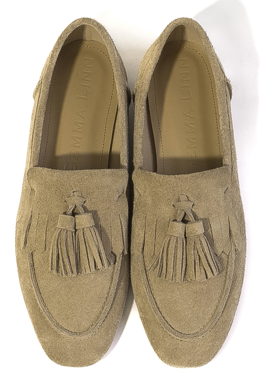 ダニエラ＆ジェマ/Daniella & GEMMAの【予約販売】タッセルフリンジモカローファー(ベージュスエード/GE26468)