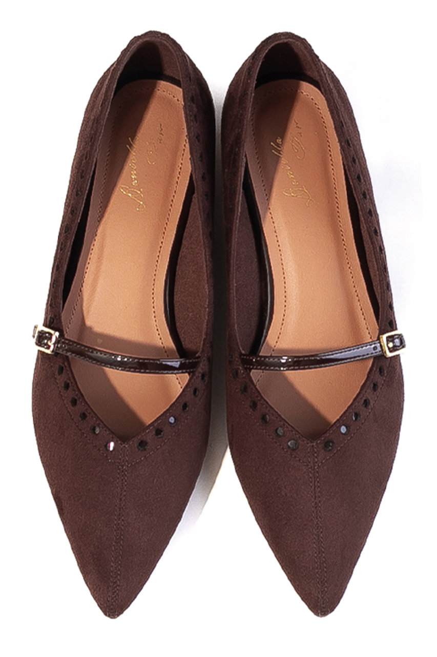 ダニエラ＆ジェマ/Daniella ＆ GEMMAの【予約販売】パンチングポインテッドパンプス(ダークブラウンスエード/DA26053)