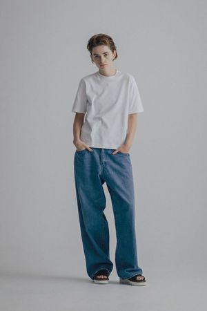 オーガニックデニムワイドテーパードパンツ