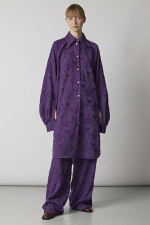 カットジャカードシャツドレス