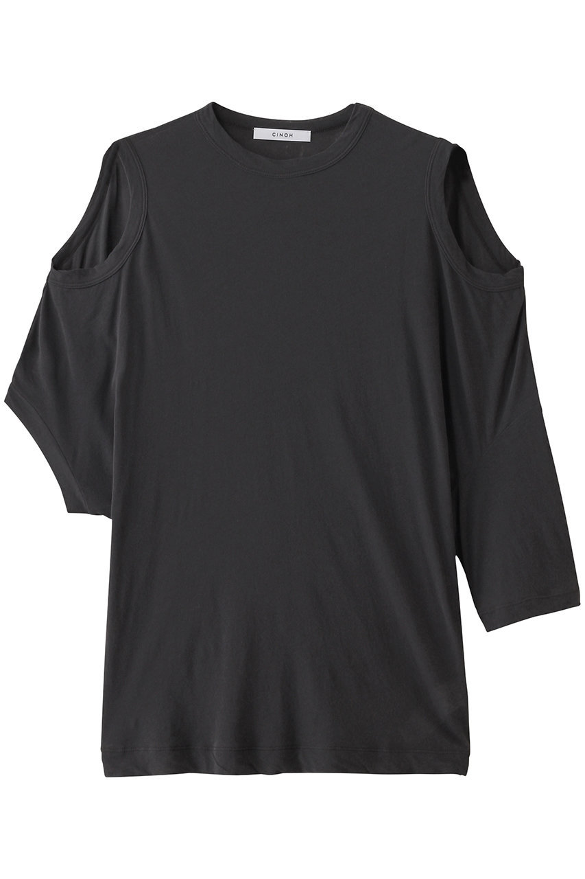CINOH SHEF オープンショルダーTシャツ (チャコールグレー, 38) チノ ELLE SHOP CINOH SHEF オープンショルダーTシャツ (チャコールグレー, 38) チノ ELLE SHOP