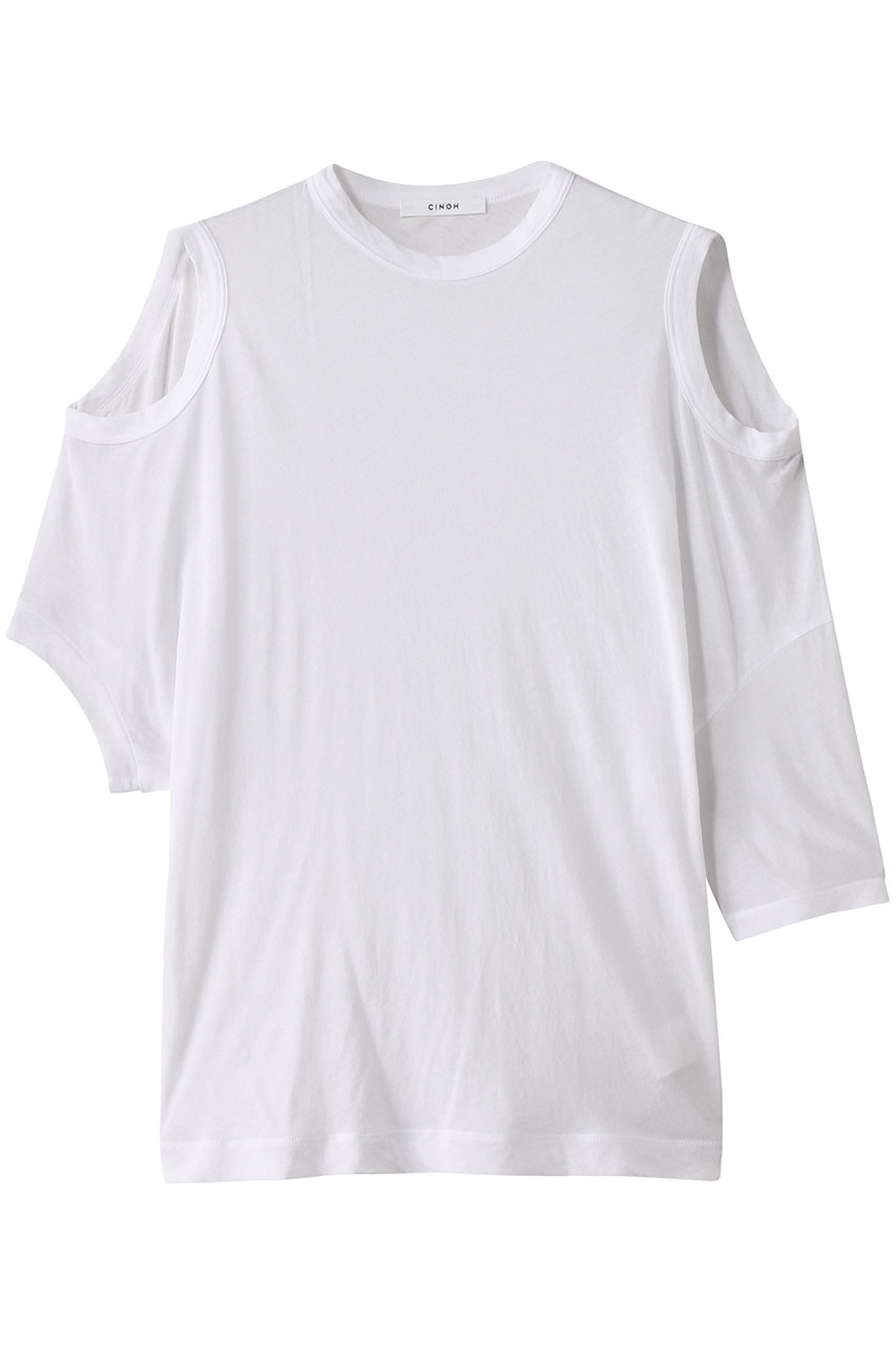 CINOH SHEF オープンショルダーTシャツ (ホワイト, 38) チノ ELLE SHOP CINOH SHEF オープンショルダーTシャツ (ホワイト, 38) チノ ELLE SHOP