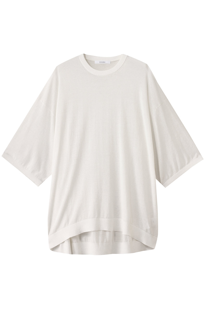 CINOH コットン ビッグニット Tシャツ (ホワイト, 36) チノ ELLE SHOP CINOH コットン ビッグニット Tシャツ (ホワイト, 36) チノ ELLE SHOP