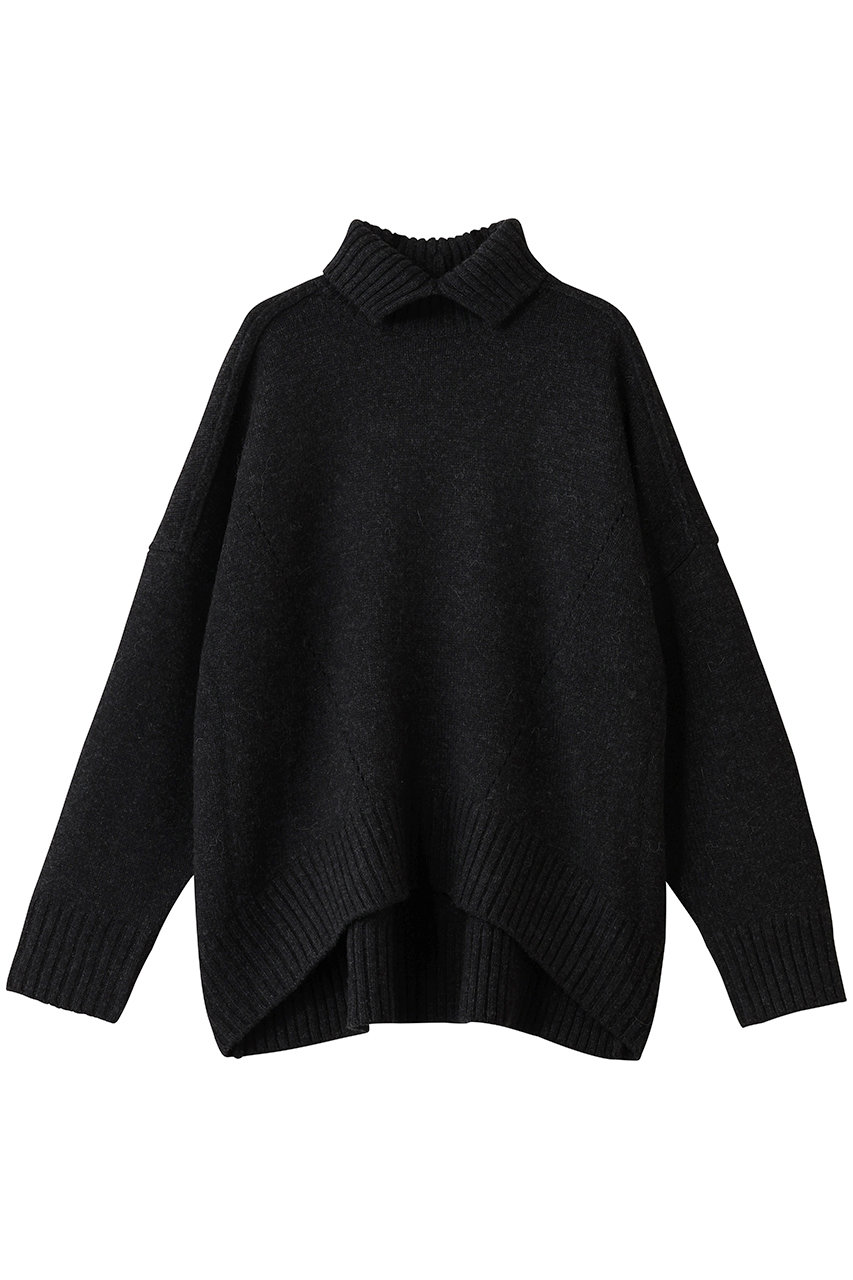 CINOH(チノ)｜オーバーサイズ ハイネック ニット/チャコールグレー の