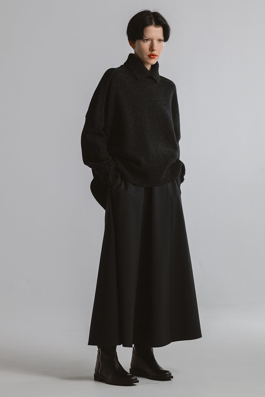 CINOH(チノ)｜オーバーサイズ ハイネック ニット/チャコールグレー の