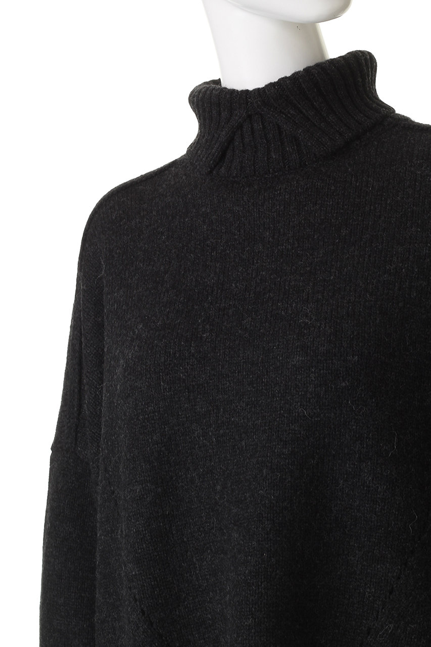 CINOH(チノ)｜オーバーサイズ ハイネック ニット/チャコールグレー の