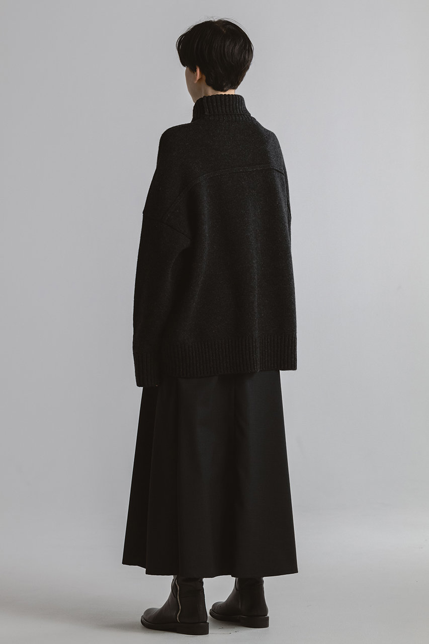CINOH(チノ)｜オーバーサイズ ハイネック ニット/チャコールグレー の