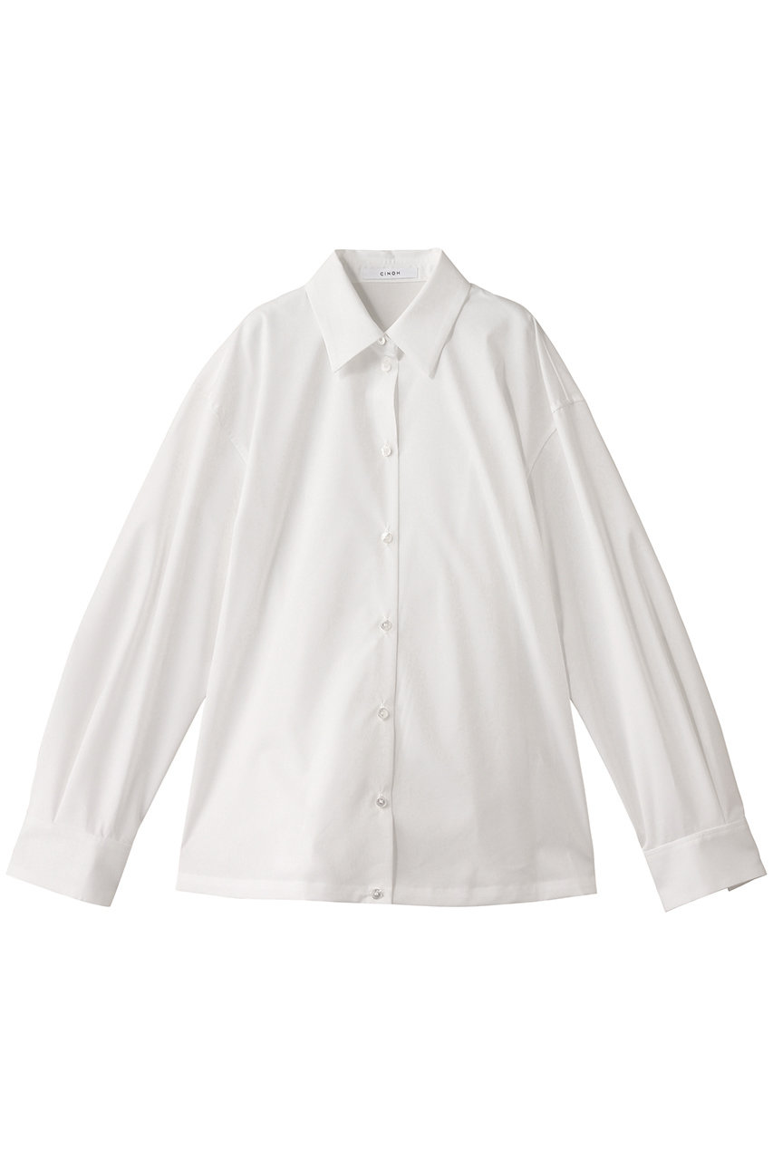 CINOH SUPIMA コットン バック ギャザー シャツ (ホワイト, 36) チノ ELLE SHOP CINOH SUPIMA コットン バック ギャザー シャツ (ホワイト, 36) チノ ELLE SHOP