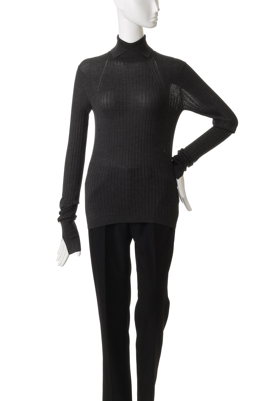 CINOH(チノ)|シルク タートル ネック タイト ニット/チャコールグレー CINOH(チノ)|シルク タートル ネック タイト ニット/チャコールグレー